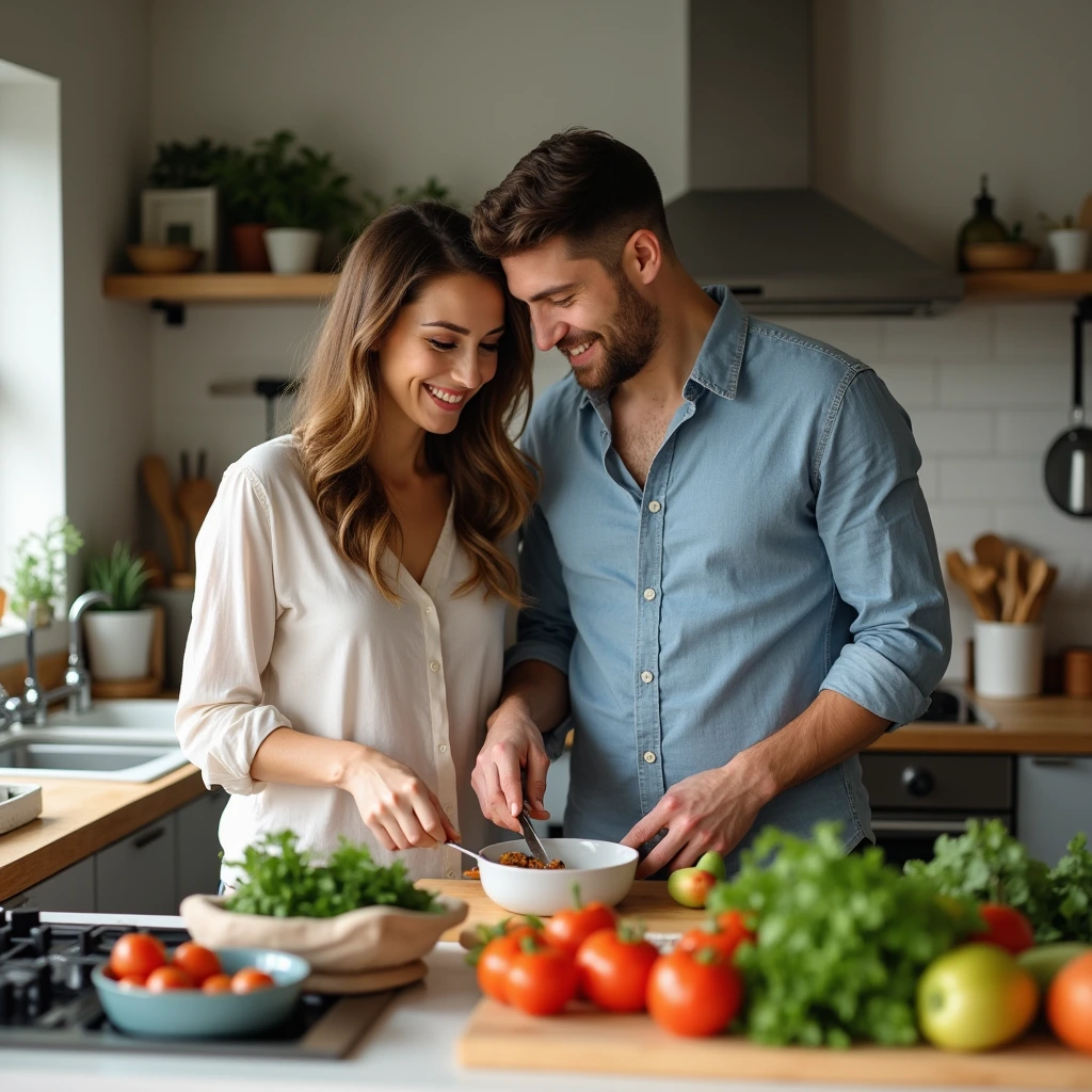 Couple in a Modern Home Kitchen